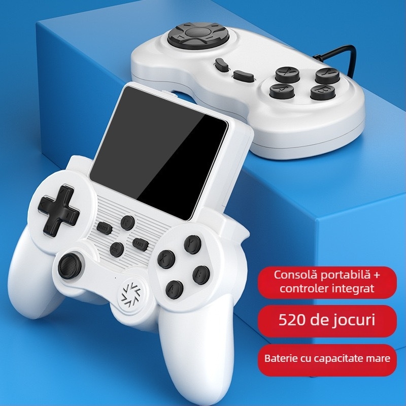 S20 consolă portabilă nostalgic cu 520 jocuri încorporate, sistem de operare 8-bit, pentru doi jucători, carcasă ABS