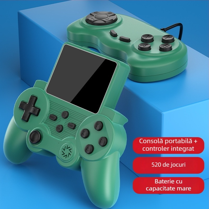 S20 consolă portabilă nostalgic cu 520 jocuri încorporate, sistem de operare 8-bit, pentru doi jucători, carcasă ABS