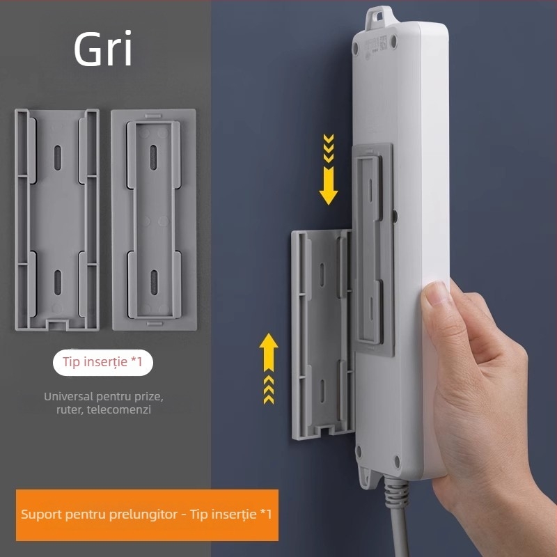 Suport montat pe perete pentru prelungitor — organizare cabluri fără găuri, pentru router și priză, din plastic, stil modern simplu, Brand We Jian