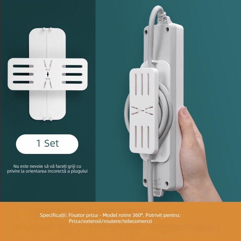 Suport montat pe perete pentru prelungitor — organizare cabluri fără găuri, pentru router și priză, din plastic, stil modern simplu, Brand We Jian