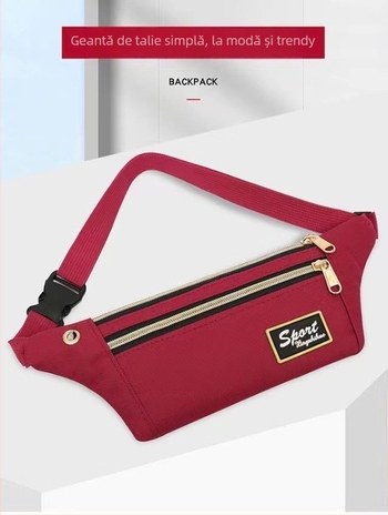 Borsetă de talie pentru bărbați și femei, multifuncțională cu broderie, din Oxford, impermeabilă, buzunar pentru telefon în interior și buzunar cu fermoar, cu strat intermediar, utilizare zilnică