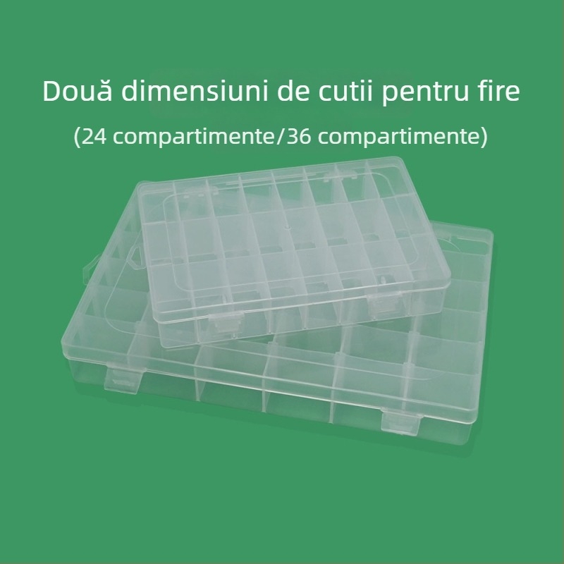 Set înfășurător pentru bobine, acționat manual, cu placă de înfășurare și cutie de depozitare pentru fire de broderie cross-stitch