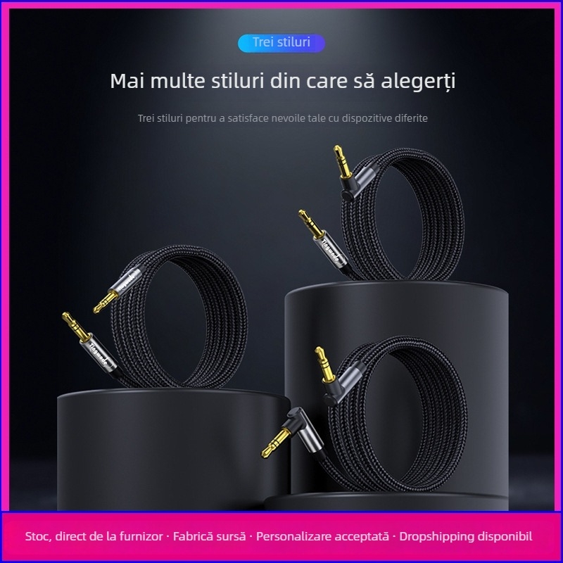 Cabl AUX audio 3,5 mm, măr-măr, nucleu din cupru, contact aurit, ROHS, universal pentru PC și dispozitive mobile