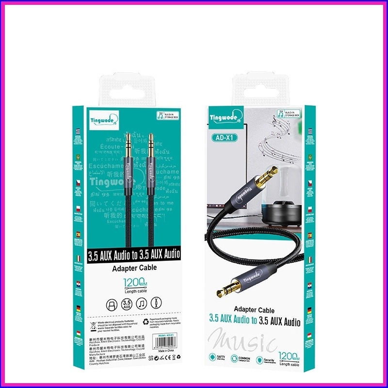 Cabl AUX audio 3,5 mm, măr-măr, nucleu din cupru, contact aurit, ROHS, universal pentru PC și dispozitive mobile