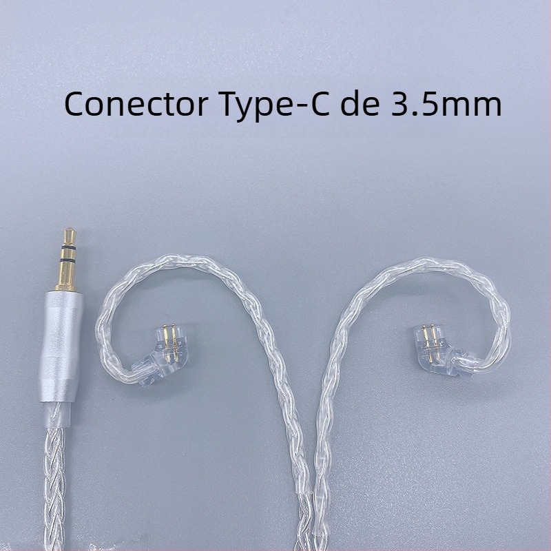 Cablu pentru căști cu 8 fire, cu conductor argintiu, conector KZ MMCX, balansat 4,4 mm