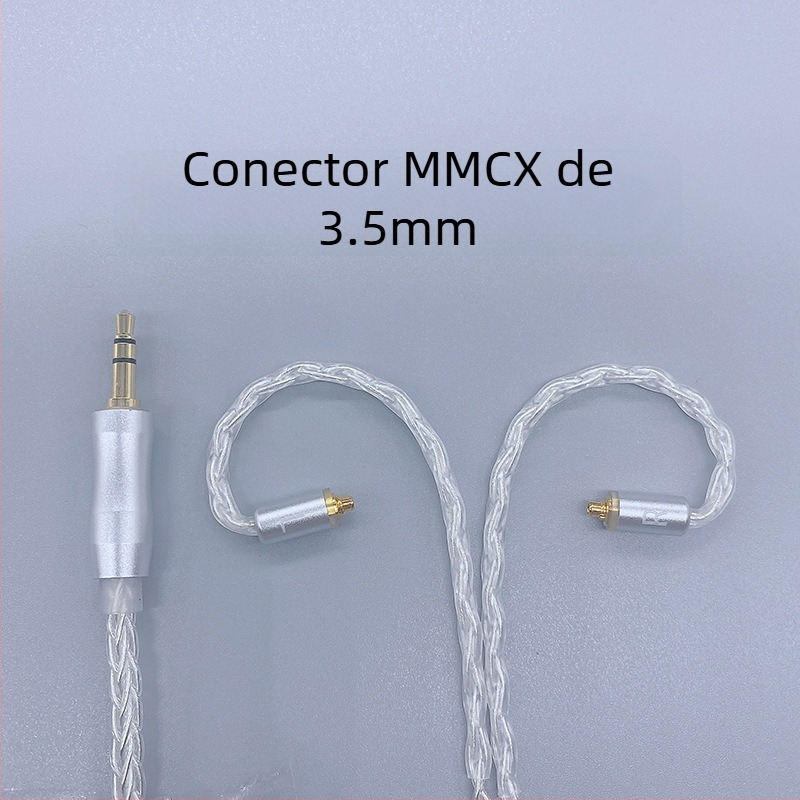 Cablu pentru căști cu 8 fire, cu conductor argintiu, conector KZ MMCX, balansat 4,4 mm