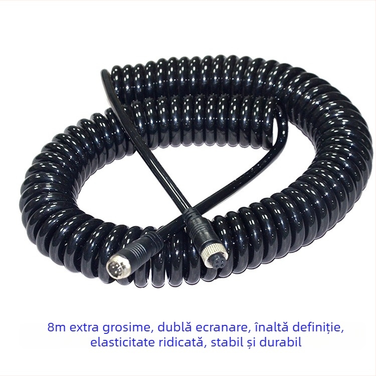 Cablu spirală de extensie video cu conector de aviație pentru camera de marșarier a camioanelor, carcasă TPU, ROHS certificat