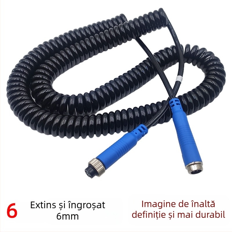 Cablu spirală de extensie video cu conector de aviație pentru camera de marșarier a camioanelor, carcasă TPU, ROHS certificat