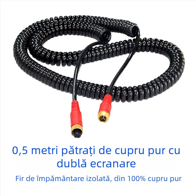 Cablu spirală de extensie video cu conector de aviație pentru camera de marșarier a camioanelor, carcasă TPU, ROHS certificat