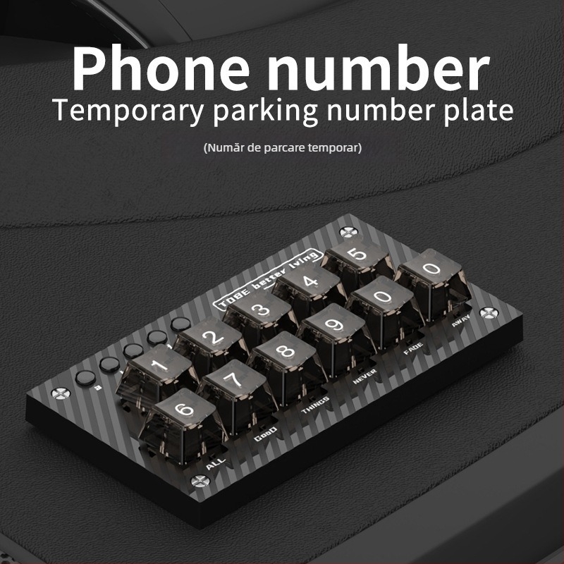 TS-26 Semn luminos pentru parcare auto cu plăcuță numerică, din plastic, imprimare logo disponibilă, personalizare disponibilă