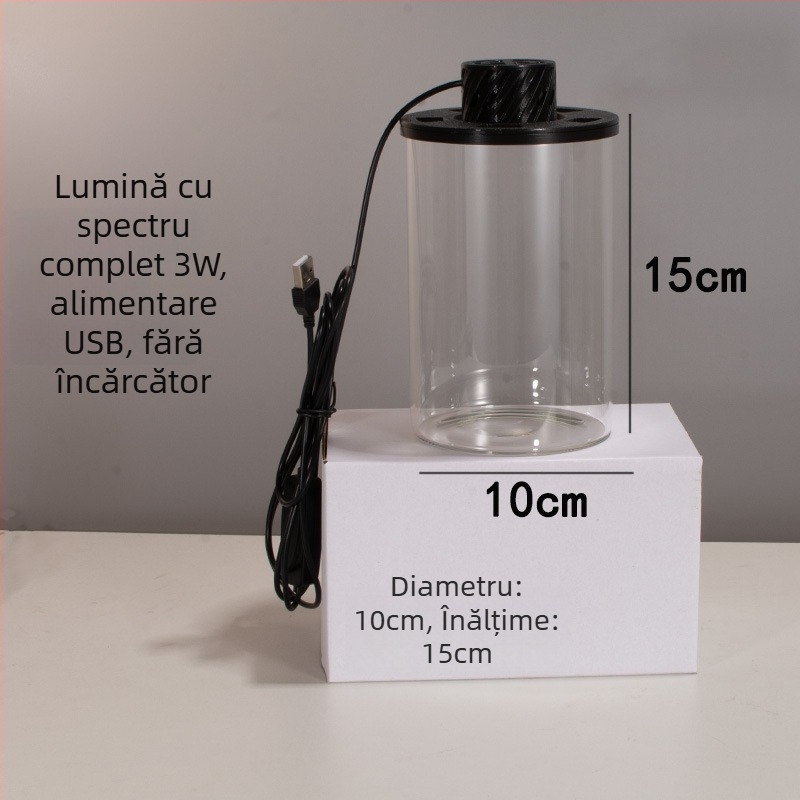 Sticlă ecologică din borosilikat de înaltă calitate pentru micro-peisaj cu lampă USB pentru plante – Material DIY