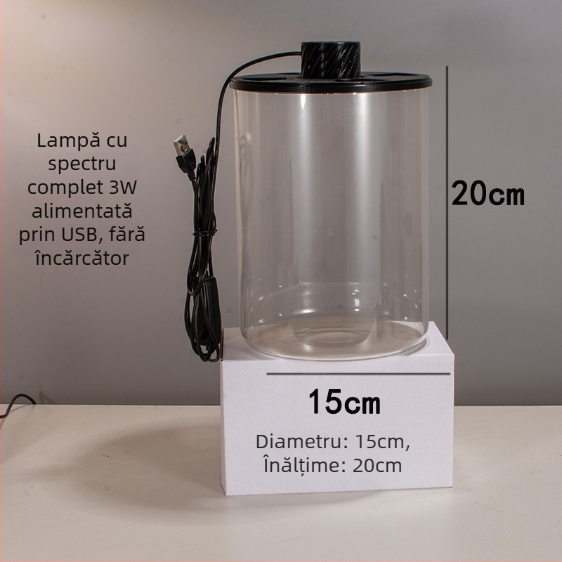 Sticlă ecologică din borosilikat de înaltă calitate pentru micro-peisaj cu lampă USB pentru plante – Material DIY