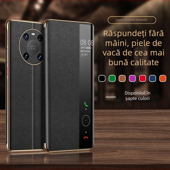 Husa flip din piele naturală Shangyi pentru Huawei Mate 40 Pro – Personalizare disponibilă