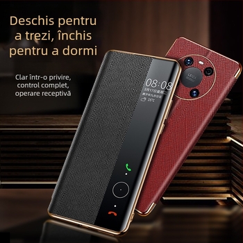 Husa flip din piele naturală Shangyi pentru Huawei Mate 40 Pro – Personalizare disponibilă