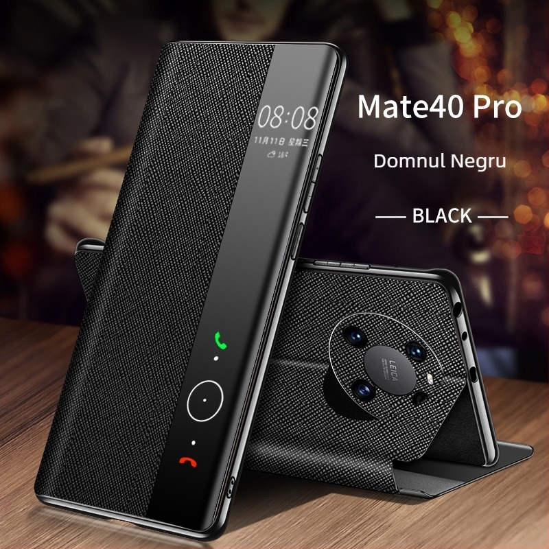 Husa flip din piele naturală Shangyi pentru Huawei Mate 40 Pro – Personalizare disponibilă
