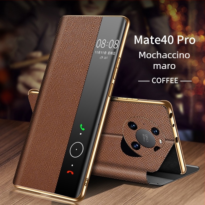 Husa flip din piele naturală Shangyi pentru Huawei Mate 40 Pro – Personalizare disponibilă