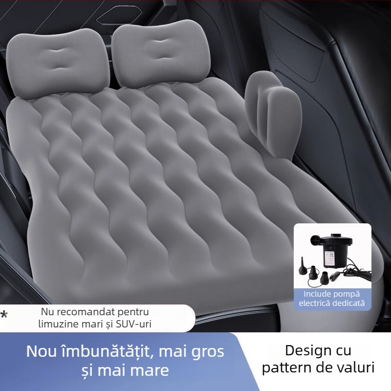 Yishui pat gonflabil auto pentru SUV-uri și mașini — PVC cu acoperire velur, umflare automată, greutate 3 kg, capacitate de încărcare 300 kg, potrivire universală