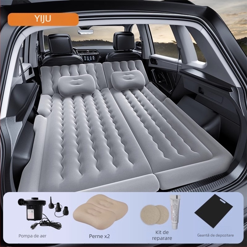 Yishui pat gonflabil auto pentru SUV-uri și mașini — PVC cu acoperire velur, umflare automată, greutate 3 kg, capacitate de încărcare 300 kg, potrivire universală