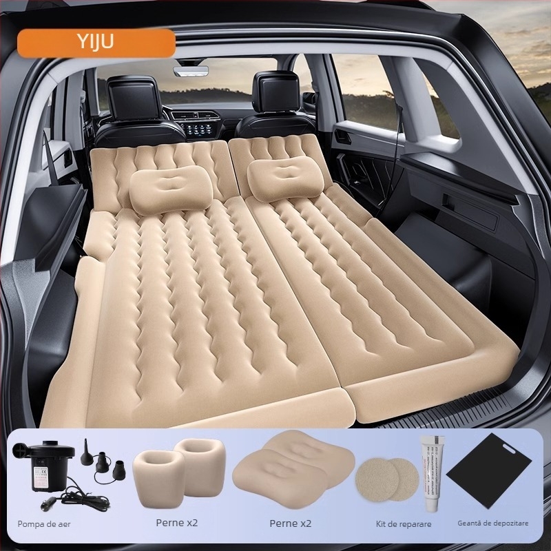 Yishui pat gonflabil auto pentru SUV-uri și mașini — PVC cu acoperire velur, umflare automată, greutate 3 kg, capacitate de încărcare 300 kg, potrivire universală