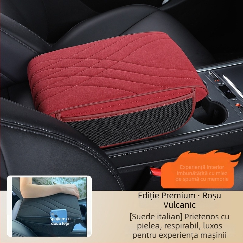 Pernă de braț centrală pentru mașină cu suprafață din suede, compatibil universal, brand Qianchuang, origine Guangzhou