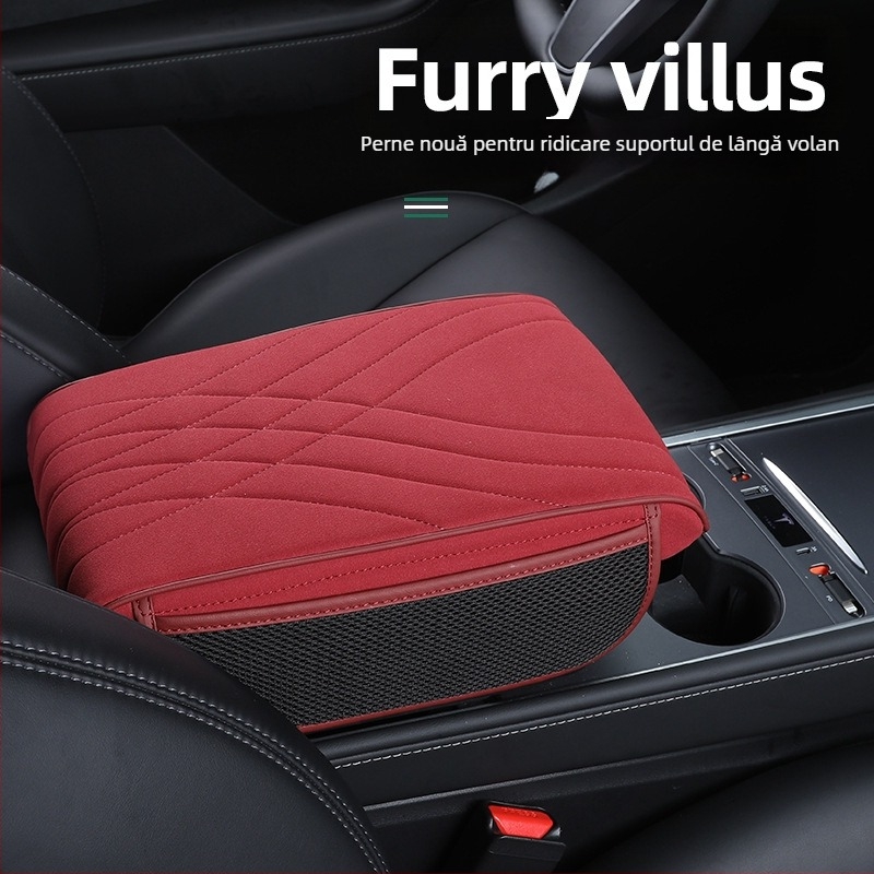 Pernă de braț centrală pentru mașină cu suprafață din suede, compatibil universal, brand Qianchuang, origine Guangzhou
