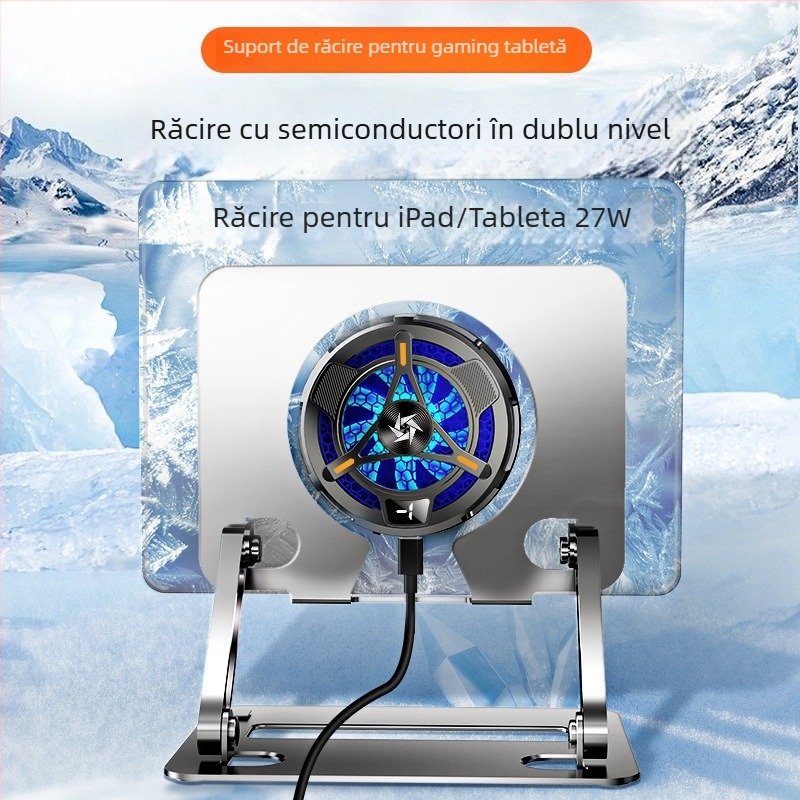 Suport de răcire pentru tabletă cu interfață TYPE-C, material de răcire semiconductor, carcasă ABS, conexiune prin cablu, compatibil cu tablete/iPad.