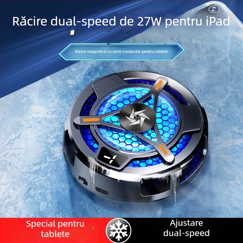 Suport de răcire pentru tabletă cu interfață TYPE-C, material de răcire semiconductor, carcasă ABS, conexiune prin cablu, compatibil cu tablete/iPad.