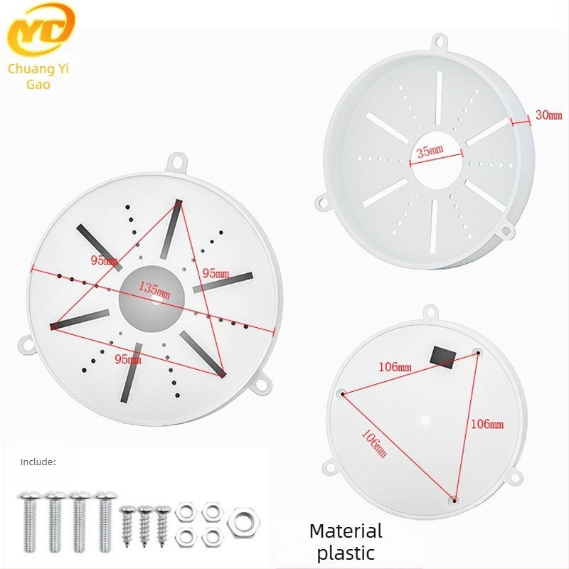 Suport de montaj pe plafon, sferic, din ABS pentru camere de supraveghere, cu placă de bază și cutie pentru gestionarea cablurilor