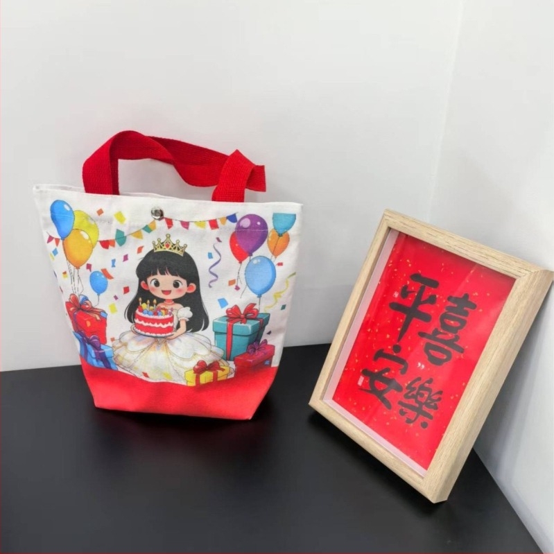 Geantă tote din pânză pentru copii — 55% bumbac + 45% poliester, imprimare UV digitală + serigrafie, personalizabilă