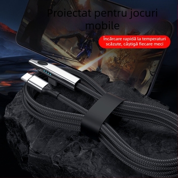 New Billion cablu USB-C de încărcare rapidă 240W, cu unghi de 90°, împletit, pentru telefon, tabletă și laptop