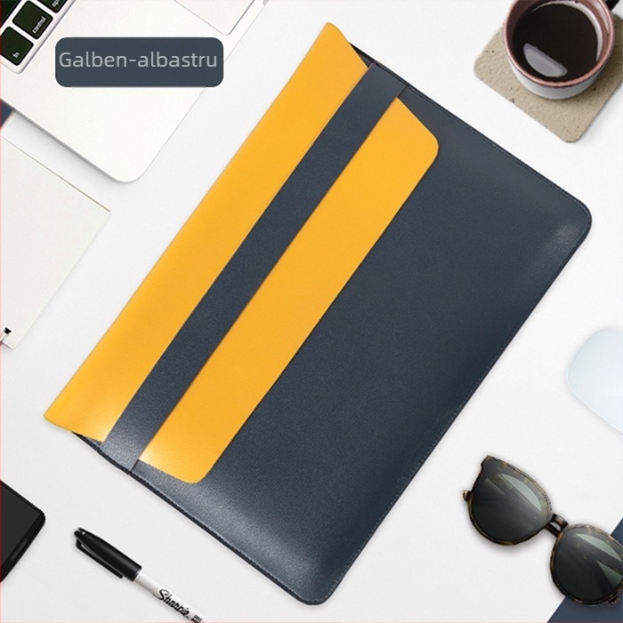 Protecție MacBook cu buzunar intern pentru calculator — exterior PVC, căptușeală din piele sintetică, impermeabilă și rezistentă la uzură