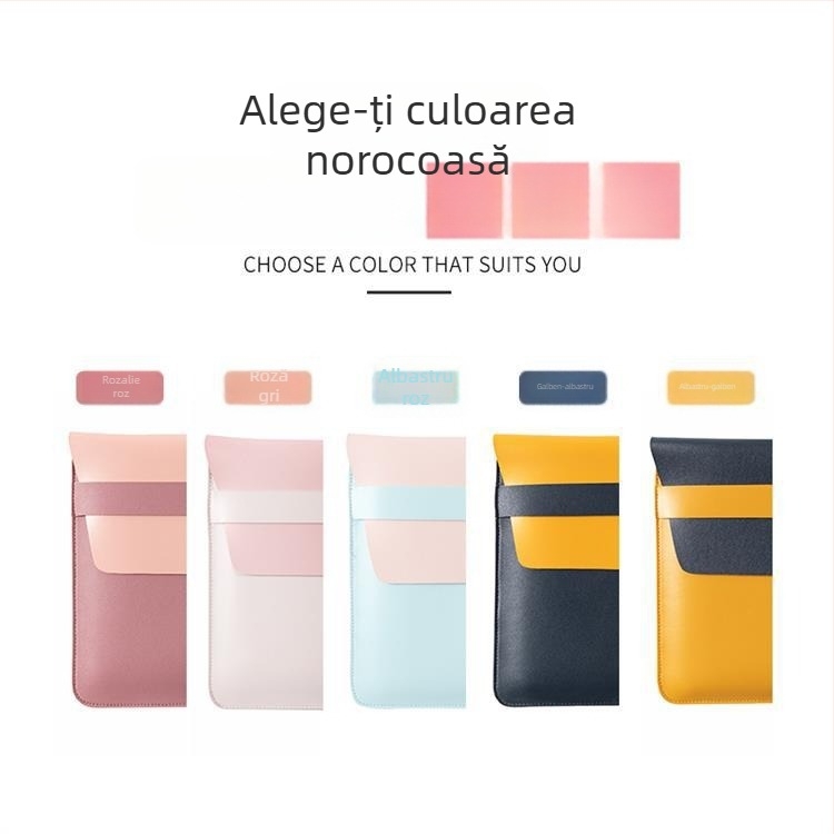 Protecție MacBook cu buzunar intern pentru calculator — exterior PVC, căptușeală din piele sintetică, impermeabilă și rezistentă la uzură