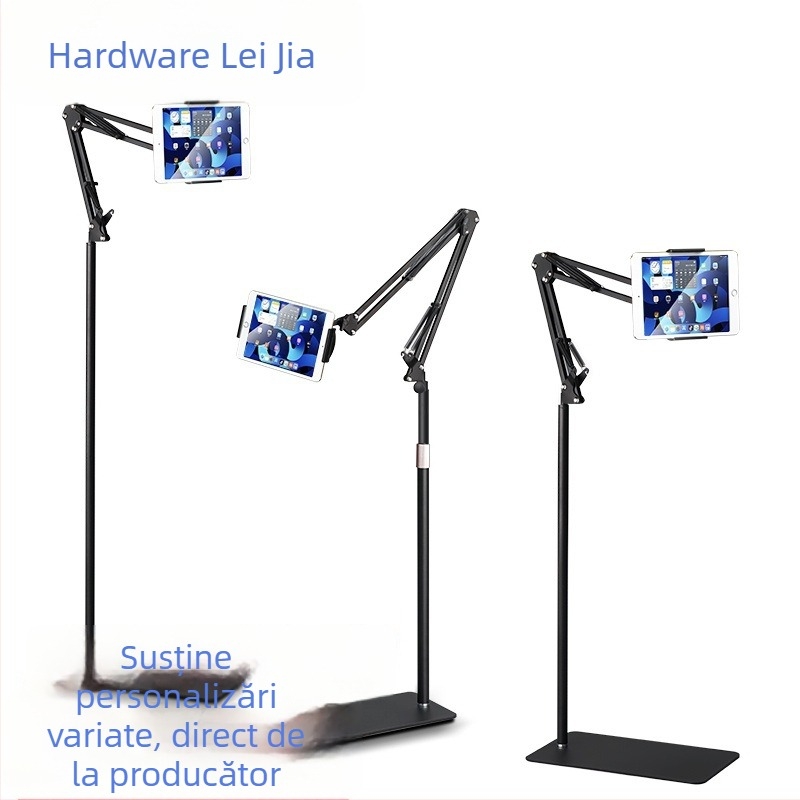 Suport podea pentru tabletă cu braț cantilever — metal, stil simplu, suport pentru telefon, pentru transmisiuni live și cursuri online