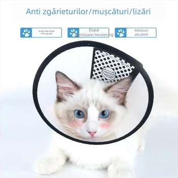 Colier Elizabethan pentru pisici și câini — protecție împotriva mușcăturilor și a lingării, după sterilizare