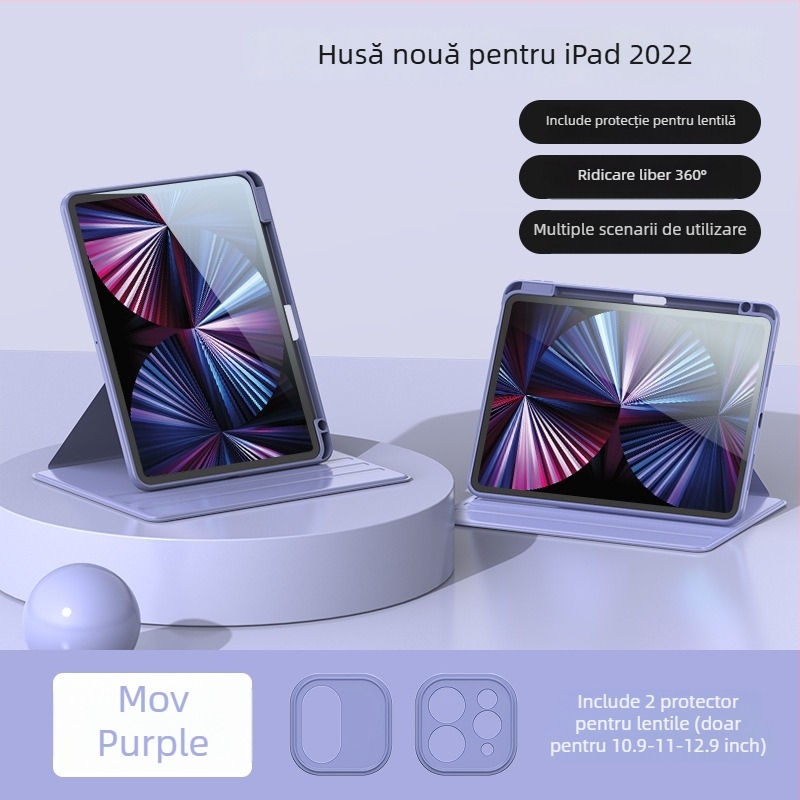 Carcasă de protecție pentru iPad – Rotating Pro, Transparentă, Rezistentă la căderi, Funcția Sleep/Wake este suportată; Material: piele sintetică + acrilic.