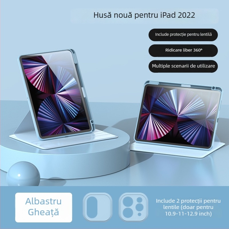 Carcasă de protecție pentru iPad – Rotating Pro, Transparentă, Rezistentă la căderi, Funcția Sleep/Wake este suportată; Material: piele sintetică + acrilic.