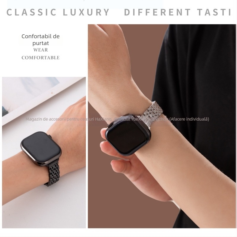 Curea de ceas din oțel inoxidabil pentru Apple Watch, cu design cu șapte mărgele