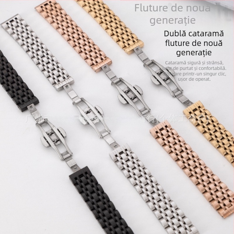 Curea de ceas din oțel inoxidabil pentru Apple Watch, cu design cu șapte mărgele