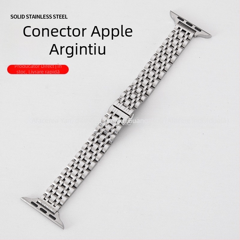 Curea de ceas din oțel inoxidabil pentru Apple Watch, cu design cu șapte mărgele