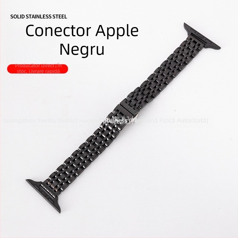 Curea de ceas din oțel inoxidabil pentru Apple Watch, cu design cu șapte mărgele