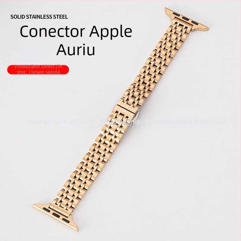 Curea de ceas din oțel inoxidabil pentru Apple Watch, cu design cu șapte mărgele