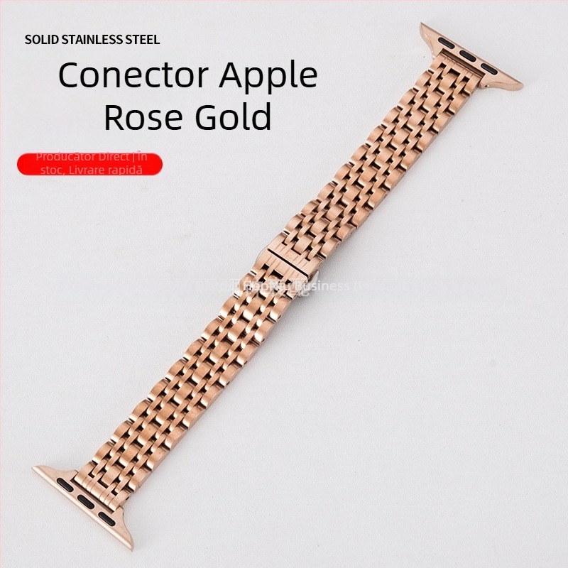 Curea de ceas din oțel inoxidabil pentru Apple Watch, cu design cu șapte mărgele