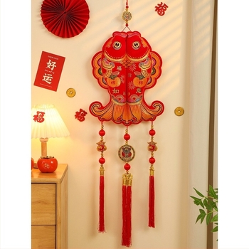 Pandantiv binecuvântare pentru ușă – decor de Anul Nou pentru living (Material: flanelă; Proces de vopsire; Stil: desen animat, șnur halter; Lansare: iarna 2024; Anul Calului)