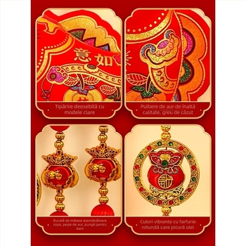 Pandantiv binecuvântare pentru ușă – decor de Anul Nou pentru living (Material: flanelă; Proces de vopsire; Stil: desen animat, șnur halter; Lansare: iarna 2024; Anul Calului)