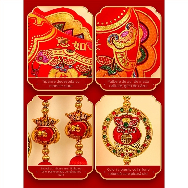 Pandantiv binecuvântare pentru ușă – decor de Anul Nou pentru living (Material: flanelă; Proces de vopsire; Stil: desen animat, șnur halter; Lansare: iarna 2024; Anul Calului)