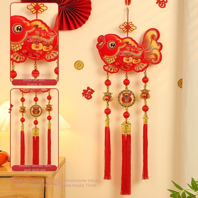 Pandantiv binecuvântare pentru ușă – decor de Anul Nou pentru living (Material: flanelă; Proces de vopsire; Stil: desen animat, șnur halter; Lansare: iarna 2024; Anul Calului)