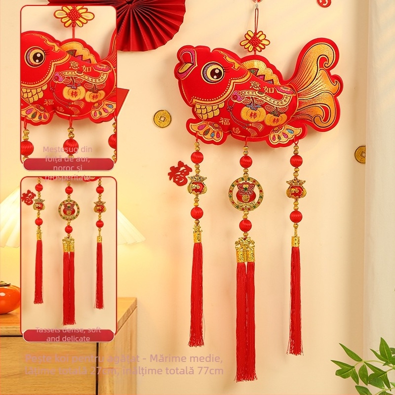 Pandantiv binecuvântare pentru ușă – decor de Anul Nou pentru living (Material: flanelă; Proces de vopsire; Stil: desen animat, șnur halter; Lansare: iarna 2024; Anul Calului)