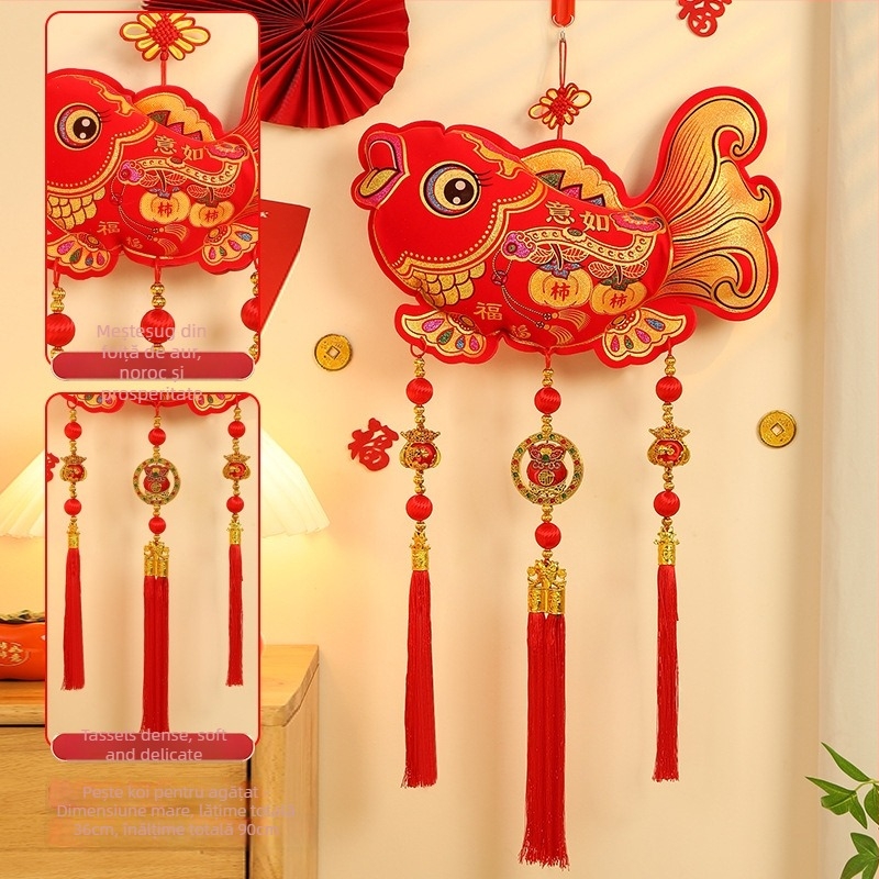 Pandantiv binecuvântare pentru ușă – decor de Anul Nou pentru living (Material: flanelă; Proces de vopsire; Stil: desen animat, șnur halter; Lansare: iarna 2024; Anul Calului)