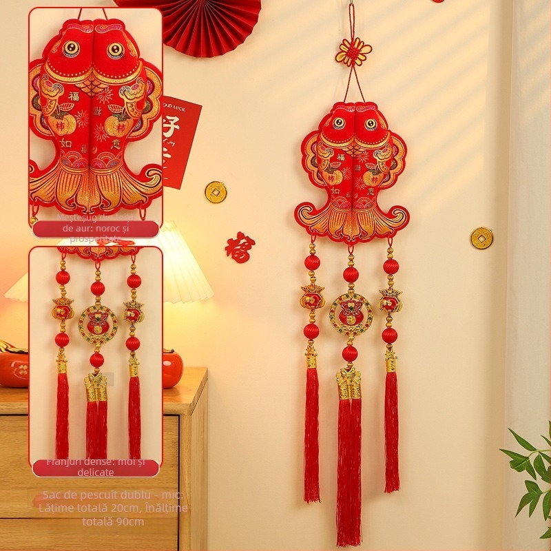 Pandantiv binecuvântare pentru ușă – decor de Anul Nou pentru living (Material: flanelă; Proces de vopsire; Stil: desen animat, șnur halter; Lansare: iarna 2024; Anul Calului)