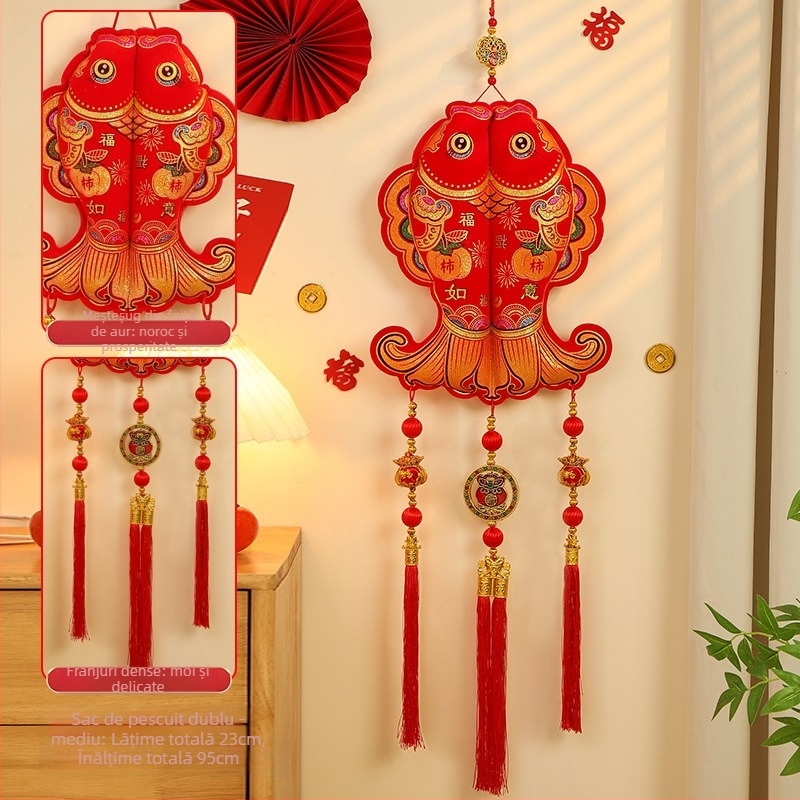 Pandantiv binecuvântare pentru ușă – decor de Anul Nou pentru living (Material: flanelă; Proces de vopsire; Stil: desen animat, șnur halter; Lansare: iarna 2024; Anul Calului)